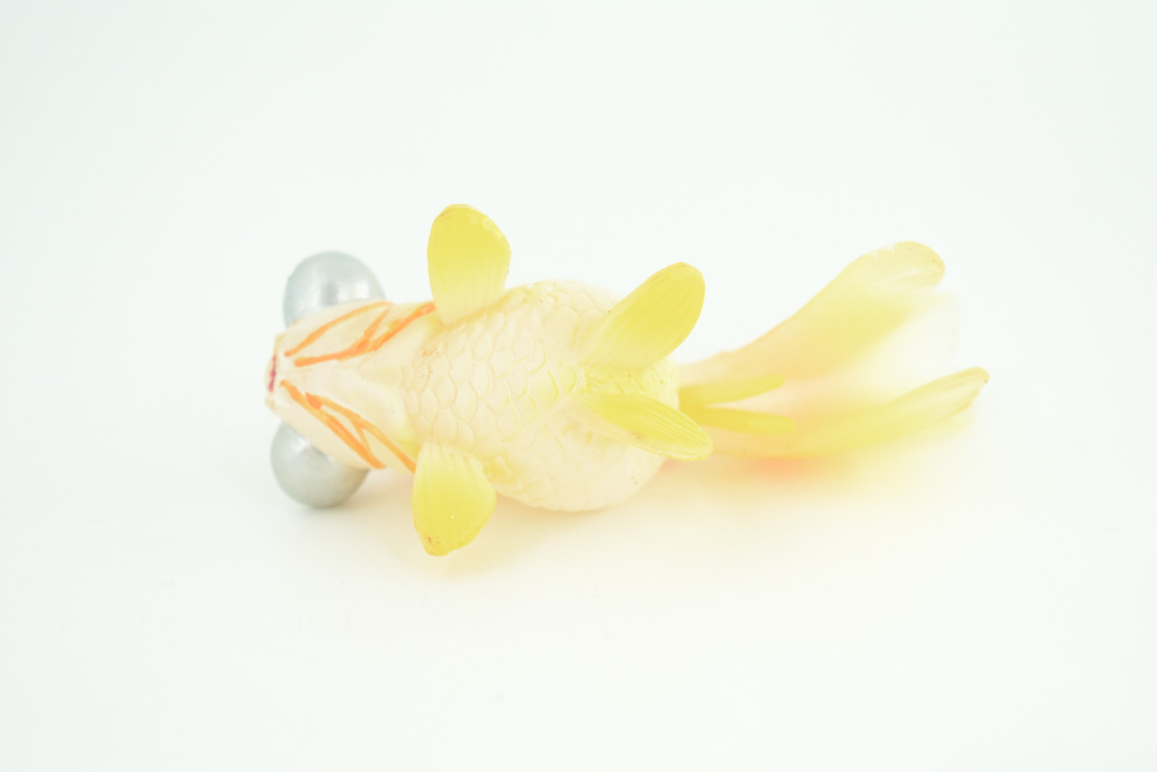 Goldfish, Bubble Eye, Museum Quality, Hand Painted, Rubber, Realistic Figure, Model, Replica, Toy, Kids, Educational, Gift,      3 Inches.      CH931 BB204