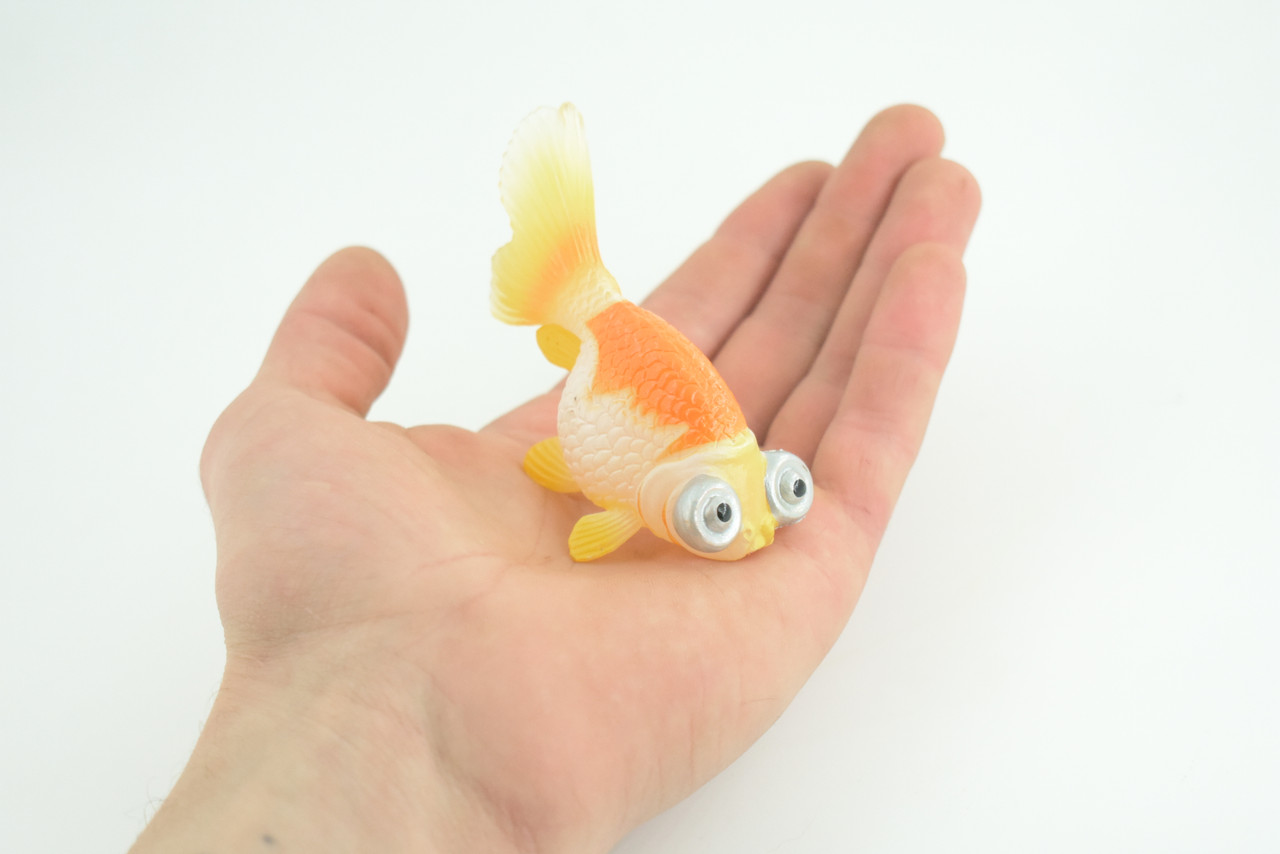 Goldfish, Bubble Eye, Museum Quality, Hand Painted, Rubber, Realistic Figure, Model, Replica, Toy, Kids, Educational, Gift, 3 Inches. CH931 BB204