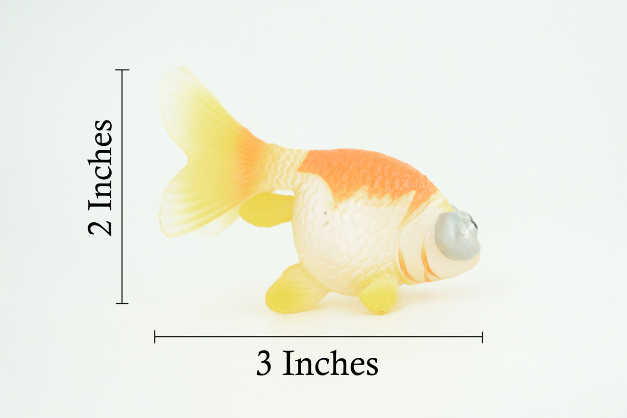 Goldfish, Bubble Eye, Museum Quality, Hand Painted, Rubber, Realistic Figure, Model, Replica, Toy, Kids, Educational, Gift, 3 Inches. CH931 BB204