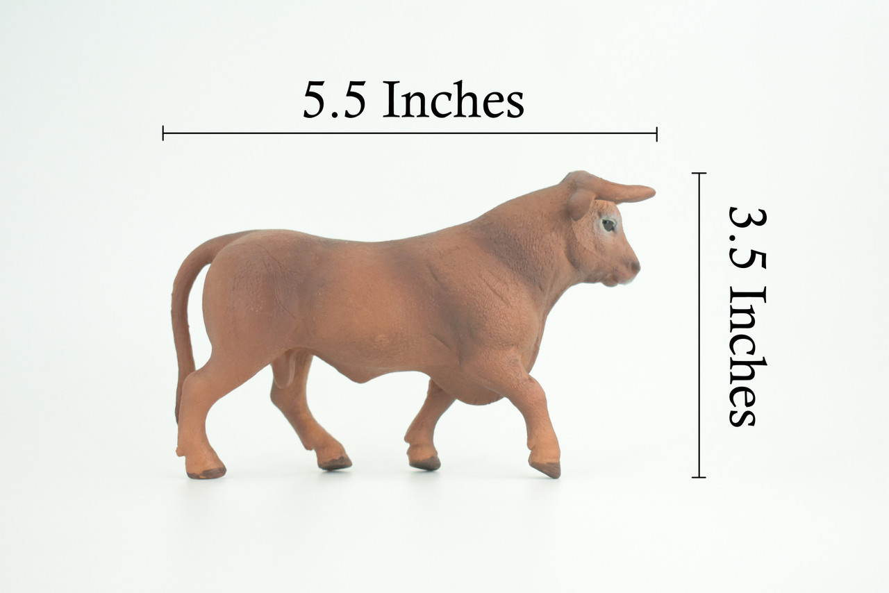 Fighting Bull, Spanish, Museum Quality, Hand Painted, Educational, High Quality Rubber Cow, Realistic, Diorama, Toys, Kids, Gift, 5 1/2 Inches. CH936 BB206