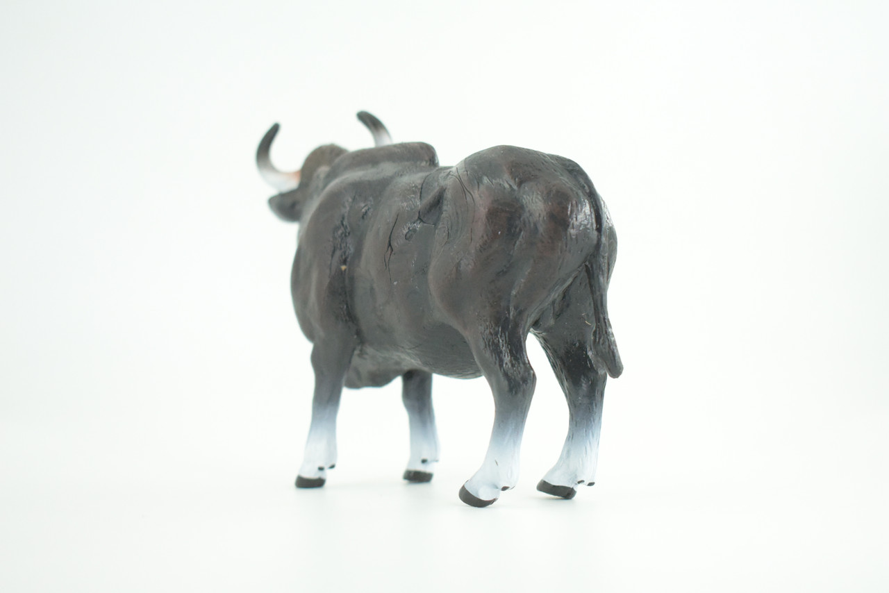 Gaur Bull, Black, Museum Quality, Hand Painted, Educational, High Quality Rubber Cow, Realistic, Diorama, Toys, Kids, Gift,    6 Inches.  CH937 BB206 