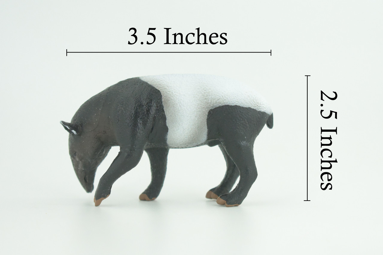 Tapir, Malayan tapir, Hand Painted, Museum Quality, Rubber Animal, Educational, Realistic Figure, Toy, Kids, Replica, Gift, 3 1/2 Inches. CH941 BB207