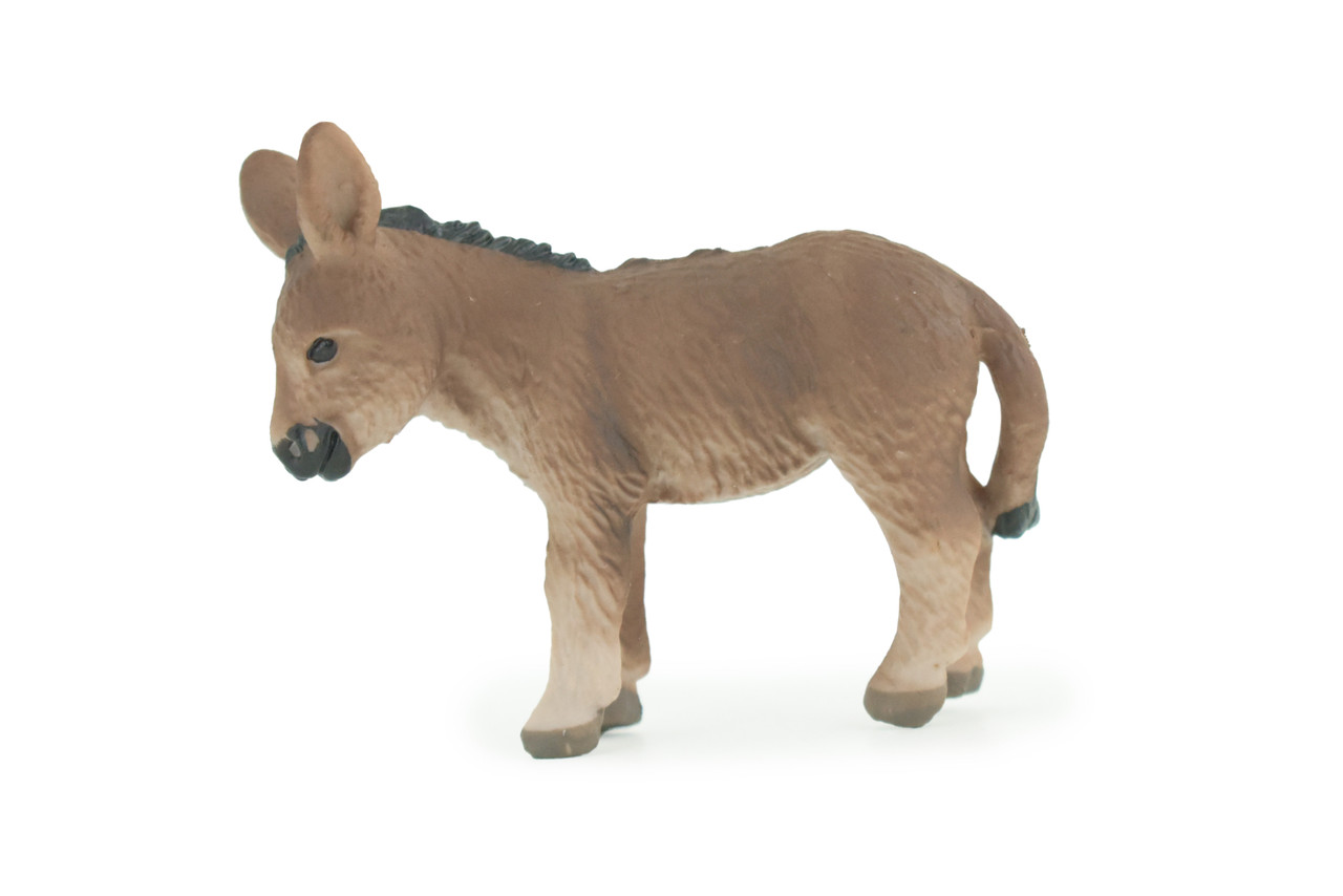 Donkey Baby, Burro Foal, Hand Painted, Museum Quality, Rubber Animal, Educational, Realistic Figure, Toy, Kids, Replica, Gift, 2 3/4 Inches. CH942 BB208