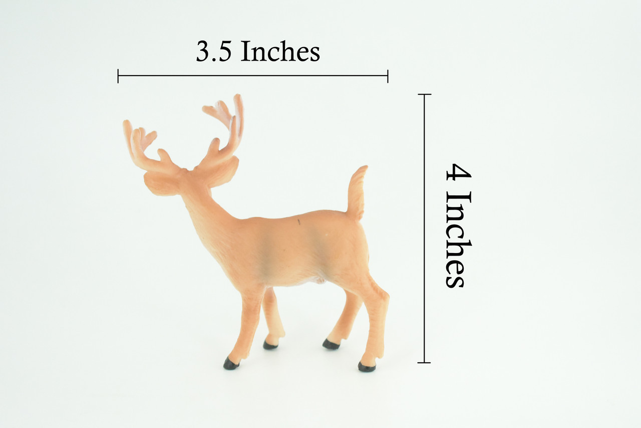  White-tailed Deer, Buck, Male, Museum Quality, Educational, Hand Painted, Rubber Animal, Realistic, Diorama, Toy, Kids, Gift, 4 Inches. CH943 BB208