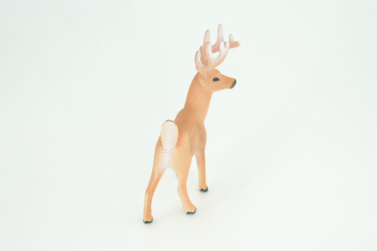 White-tailed Deer, Buck, Male, Museum Quality, Educational, Hand Painted, Rubber Animal, Realistic, Diorama, Toy, Kids, Gift,   4  Inches.  CH943 BB208 