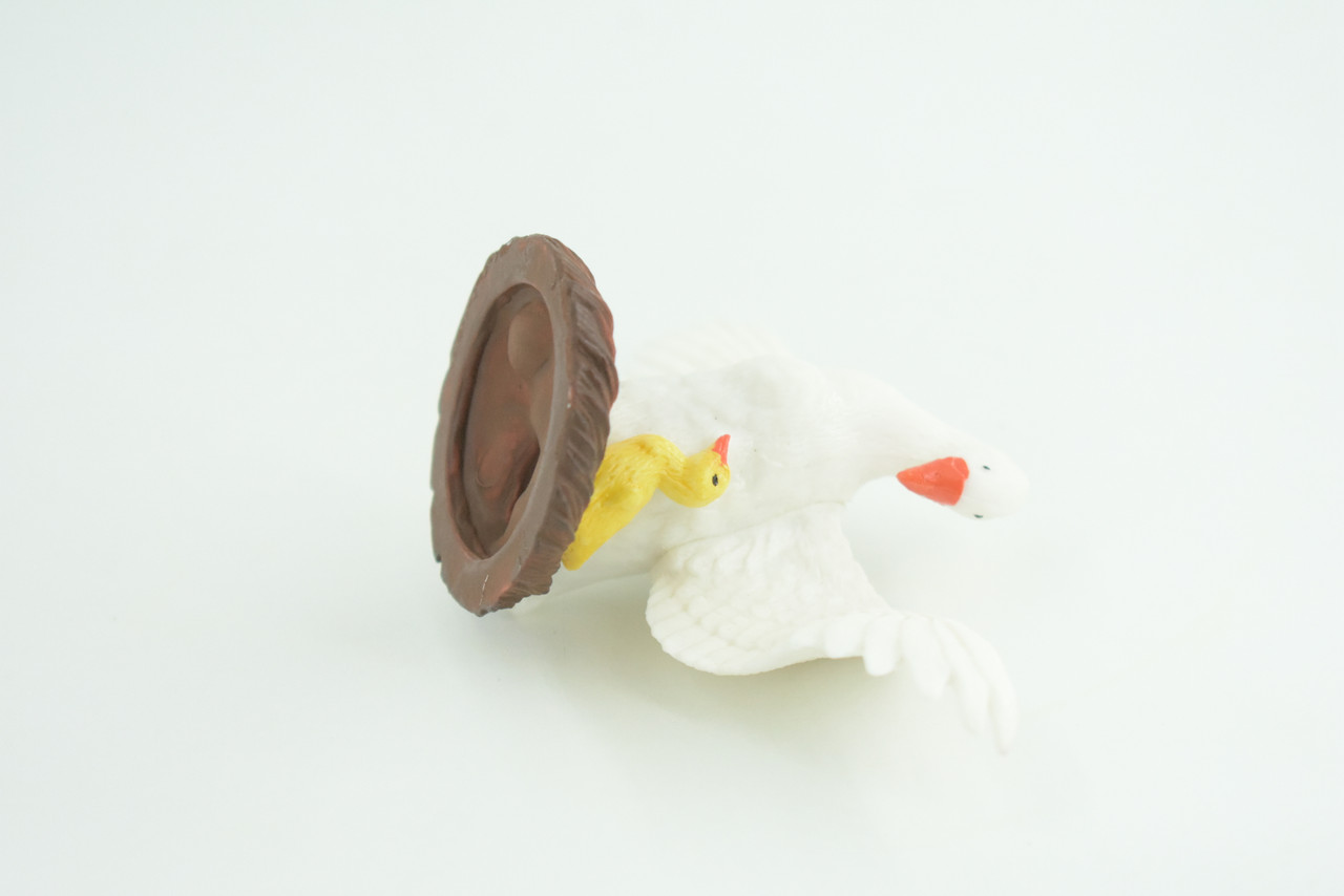 Swan with eggs, Hand Painted, Educational, High Quality Rubber Bird, Realistic, Diorama, Very Nice Design, Figure, Toys, Kids, Gift,  5  Inches. CH944 BB208