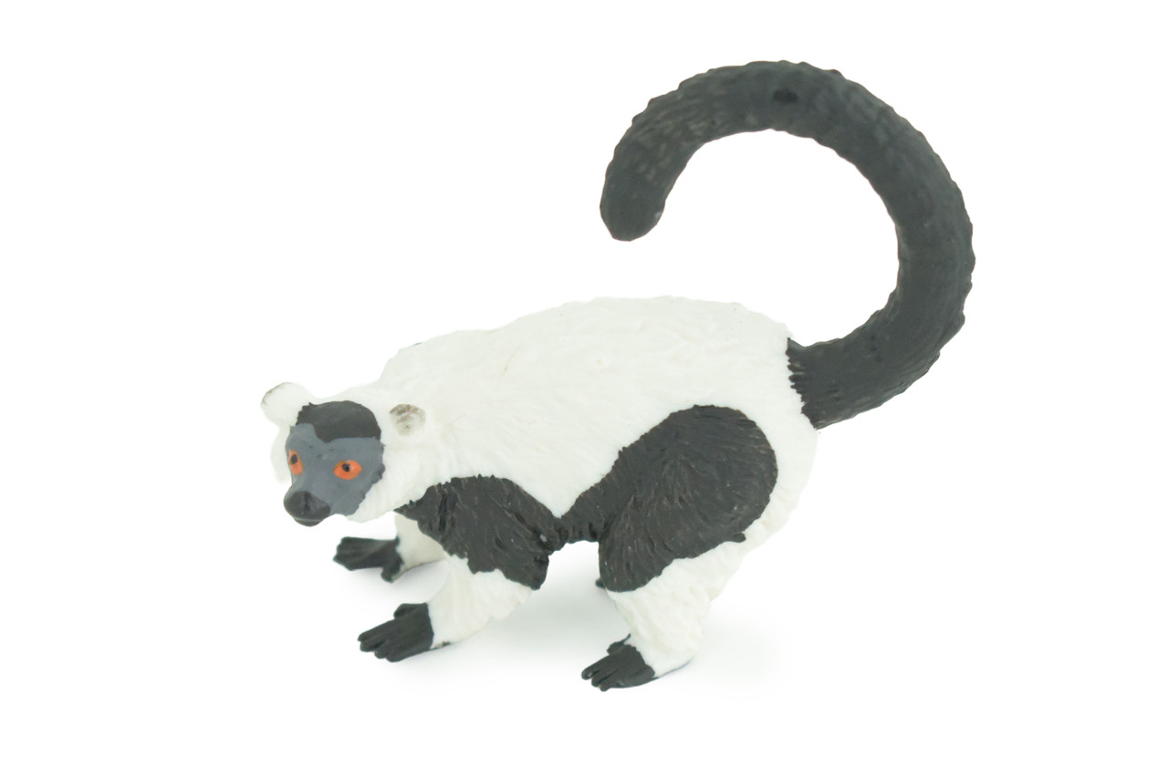 Black-and-white Ruffed Lemur, Museum Quality, Educational, Hand Painted, Rubber, Realistic, Diorama, Very Nice Design, Toys, Kids, Gift, 3 Inches. CH953 BB209