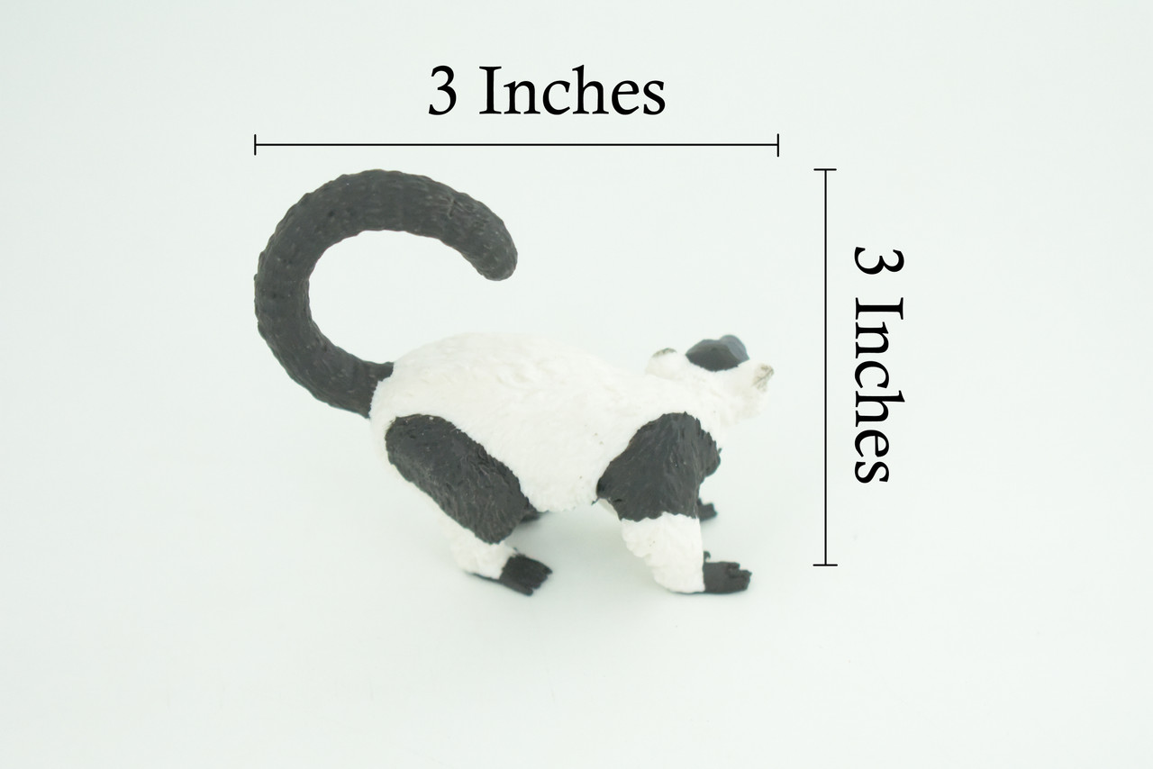 Black-and-white Ruffed Lemur, Museum Quality, Educational, Hand Painted, Rubber, Realistic, Diorama, Very Nice Design, Toys, Kids, Gift, 3 Inches. CH953 BB209
