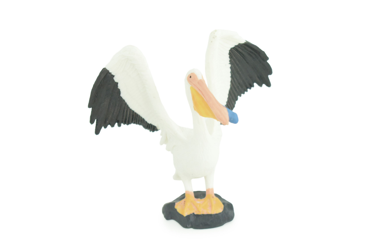 Pelican with Fish, Hand Painted, Educational, High Quality Rubber Bird, Realistic, Diorama, Very Nice Design, Figure, Toys, Kids, Gift, 3 1/2 Inches. CH957 BB209