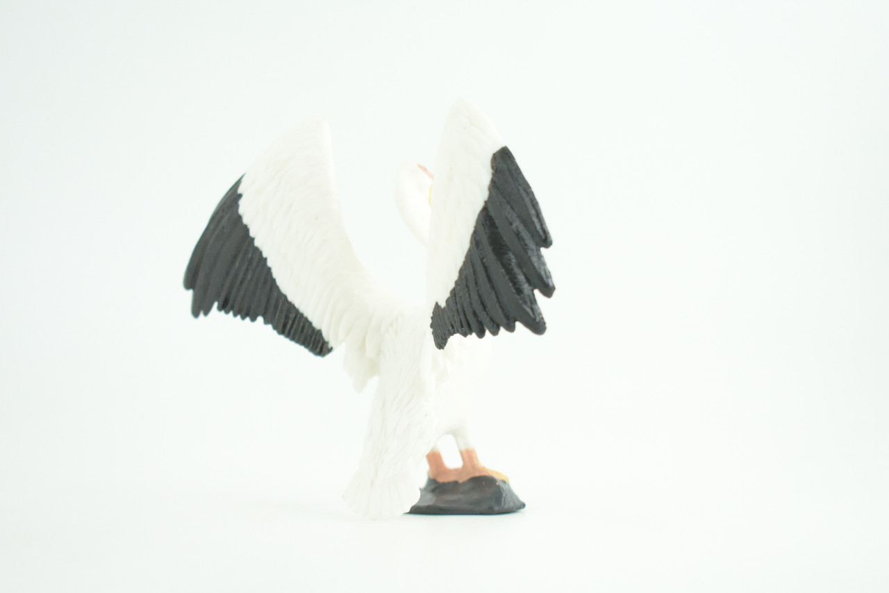 Pelican with Fish, Hand Painted, Educational, High Quality Rubber Bird, Realistic, Diorama, Very Nice Design, Figure, Toys, Kids, Gift,  3 1/2  Inches.   CH957 BB209
