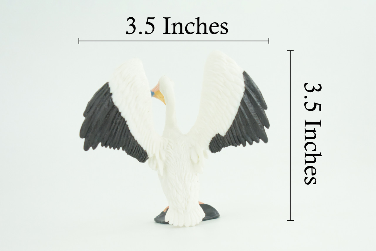Pelican with Fish, Hand Painted, Educational, High Quality Rubber Bird, Realistic, Diorama, Very Nice Design, Figure, Toys, Kids, Gift, 3 1/2 Inches. CH957 BB209