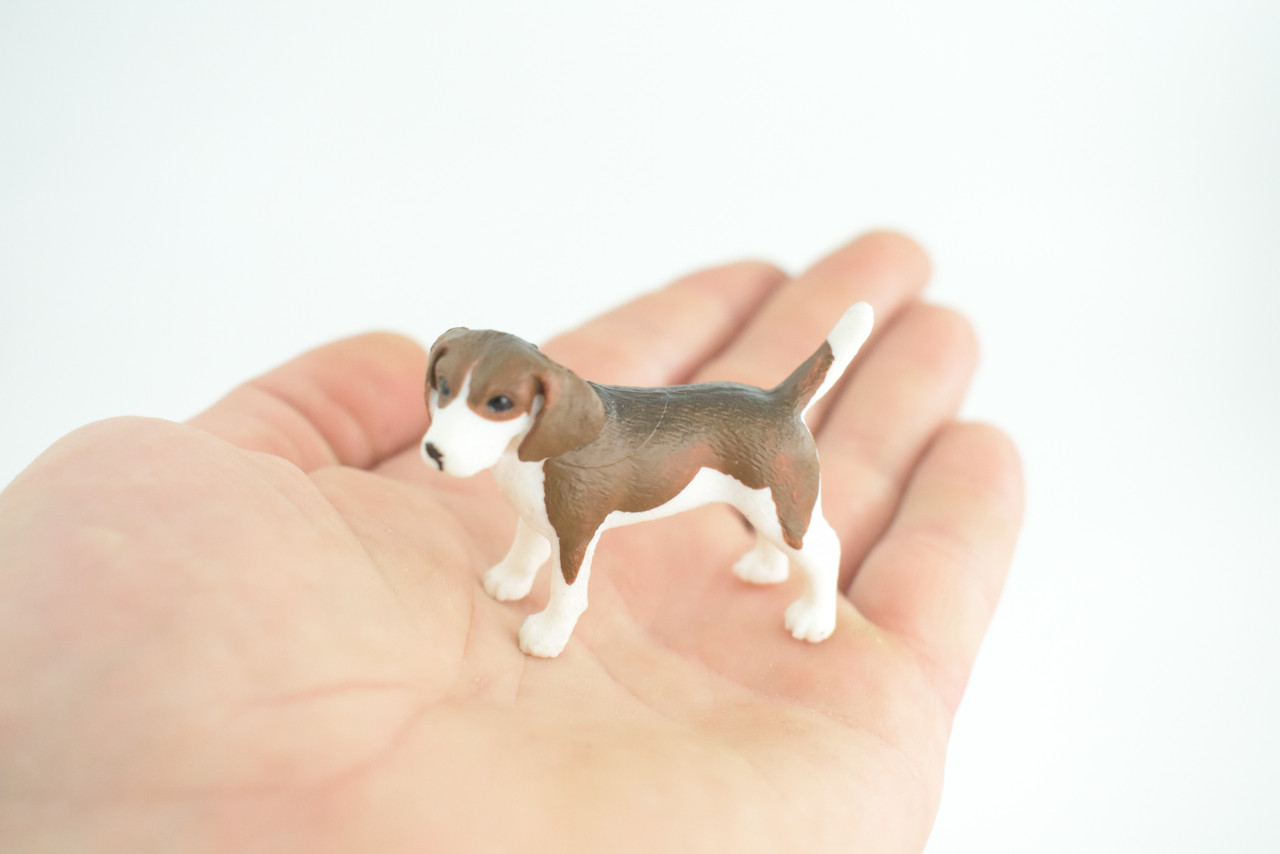 Beagle Dog, Hand Painted, Educational, Museum Quality, Rubber Canine, K9, Realistic, Diorama, Figure, Toys, Kids, Gift, 2 1/2 Inches. CH958 BB209