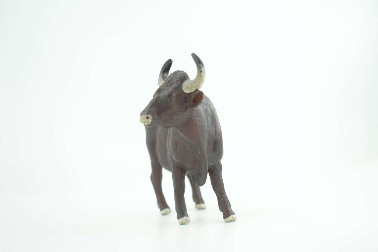 Gaur Bull, Brown, Museum Quality, Hand Painted, Educational, High Quality Rubber Cow, Realistic, Very Nice Design, Diorama, Toys, Kids, Gift,    6 Inches.  CH964 BB210 