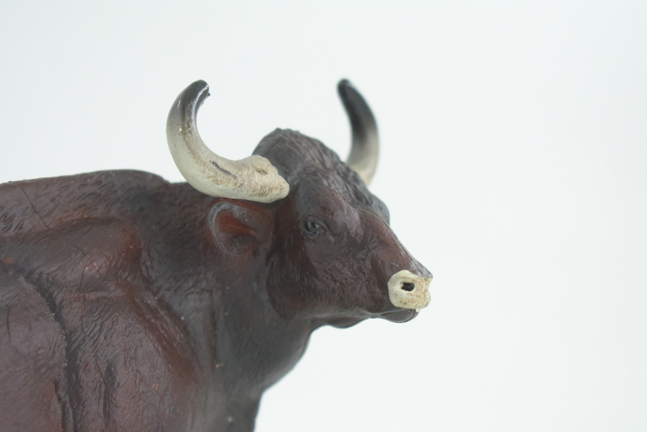 Gaur Bull, Brown, Museum Quality, Hand Painted, Educational, High Quality Rubber Cow, Realistic, Very Nice Design, Diorama, Toys, Kids, Gift,    6 Inches.  CH964 BB210 