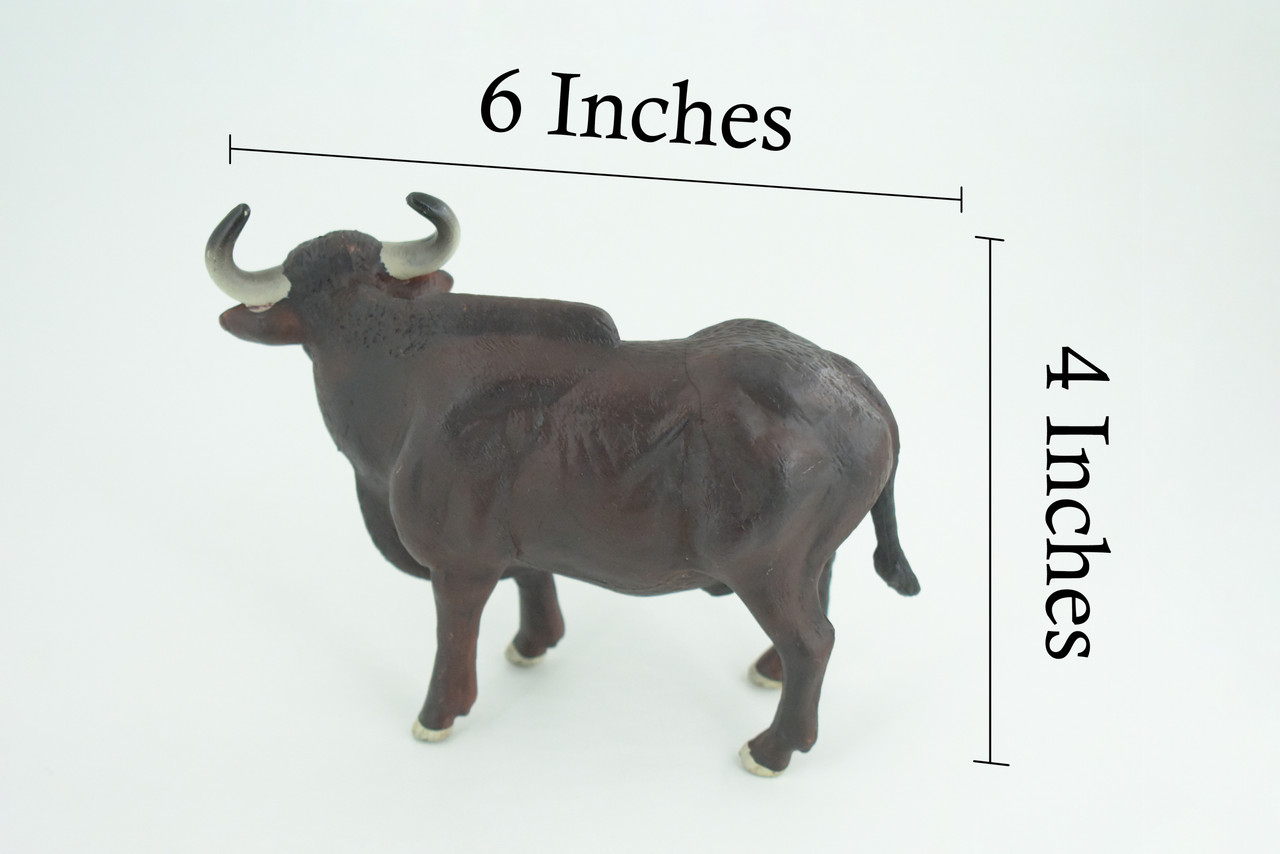 Gaur Bull, Brown, Museum Quality, Hand Painted, Educational, High Quality Rubber Cow, Realistic, Very Nice Design, Diorama, Toys, Kids, Gift, 6 Inches. CH964 BB210