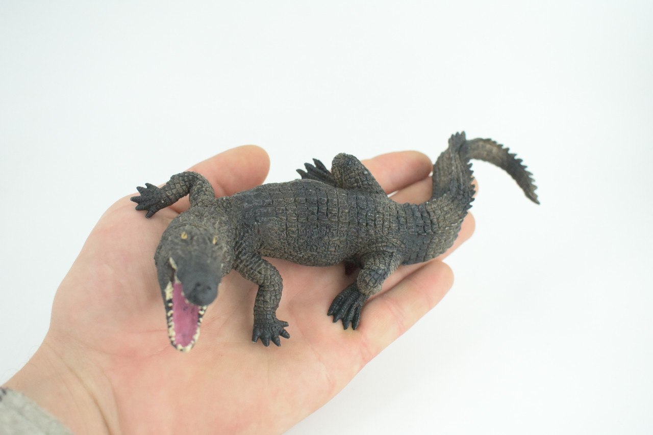 Alligator, American, Hand Painted, Museum Quality, Solid Rubber Crocodile, Reptile, Educational, Realistic, Figure, Toy, Kids, Replica, Gift, 8 Inches. CH965 BB210