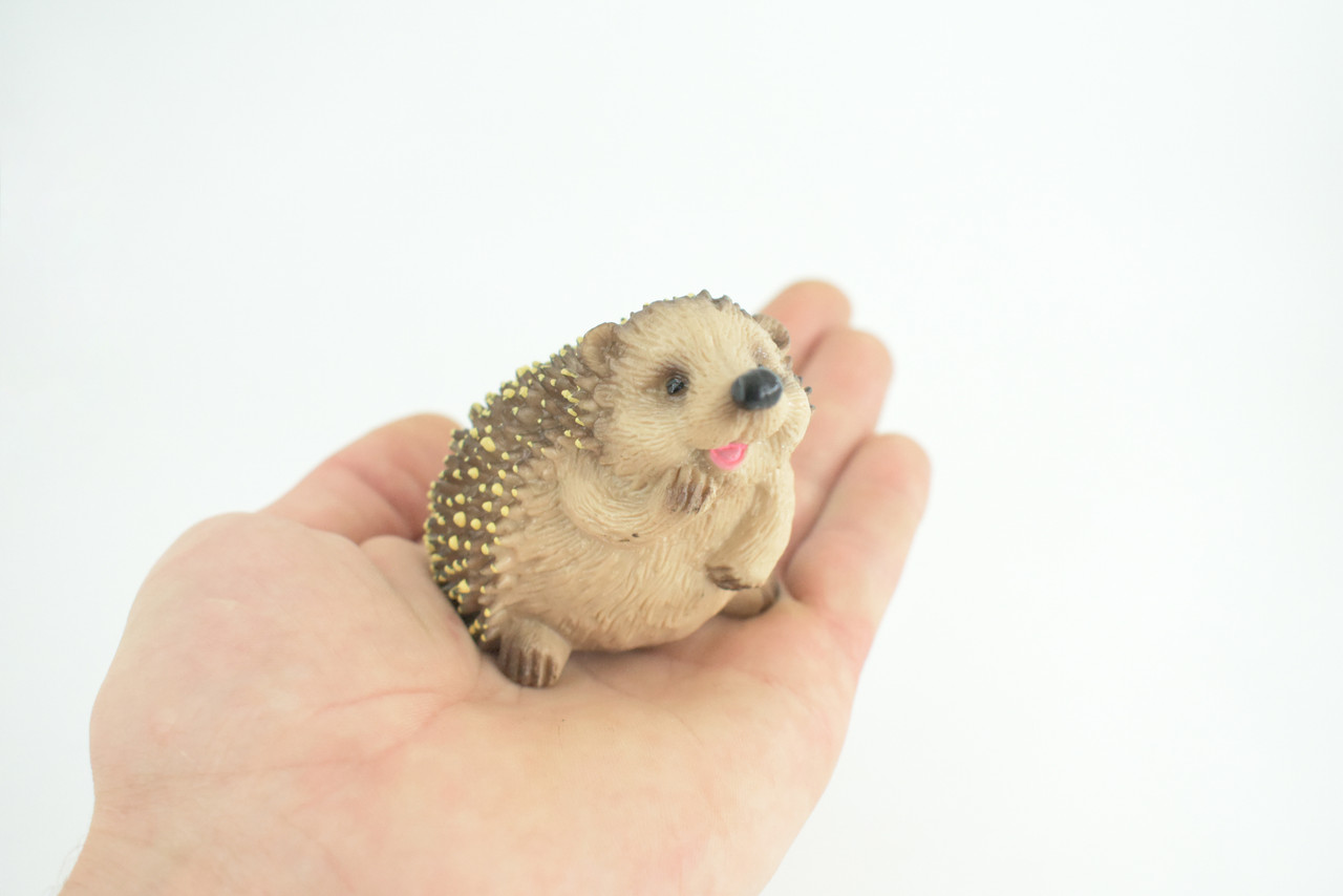 Hedgehog, Sitting, Museum Quality, Educational, Hand Painted, Very Nice Rubber Animal, Realistic, Diorama, Toy, Kids, Gift, 3 Inches. CH972 BB212