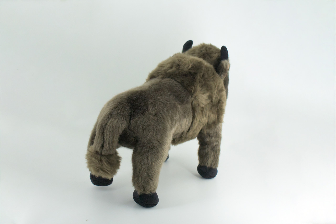 Buffalo, American Bison, Realistic Stuffed Plush Animal, Realistic Figure, Lifelike Model, Educational, Toy, Kids, Gift,   14 Inches.  CC195 BB11 
