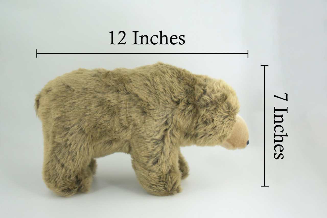 Grizzly Bear, Brown Bear, Realistic Stuffed Plush Animal, Realistic Figure, Lifelike Model, Educational, Toy, Kids, Gift, 12 Inches. CC196 BB2