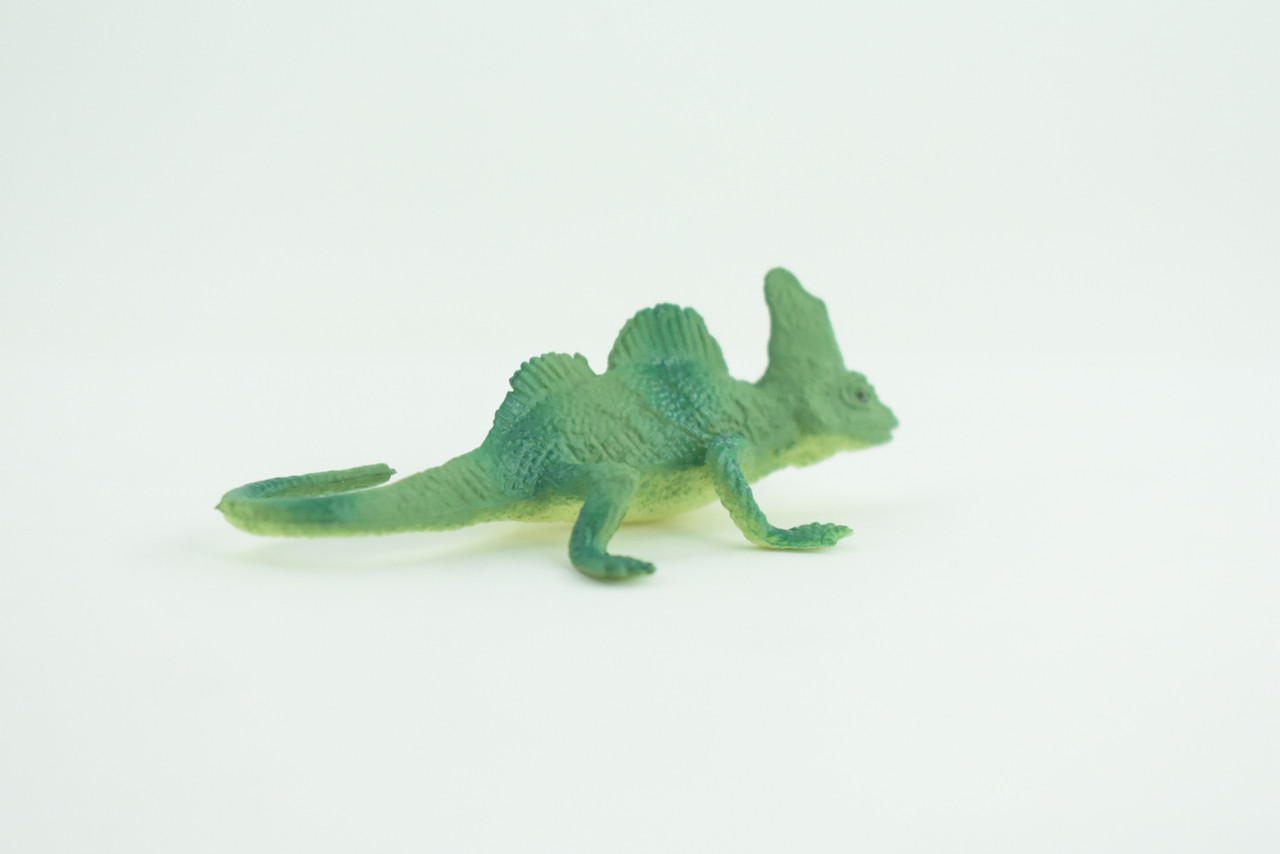 Green Basilisk Lizard, Rubber Reptile, Hand Painted, Educational, Realistic, Model, Replica, Toys, Kids, Gift,   2 1/2 Inches.    WR39 B197