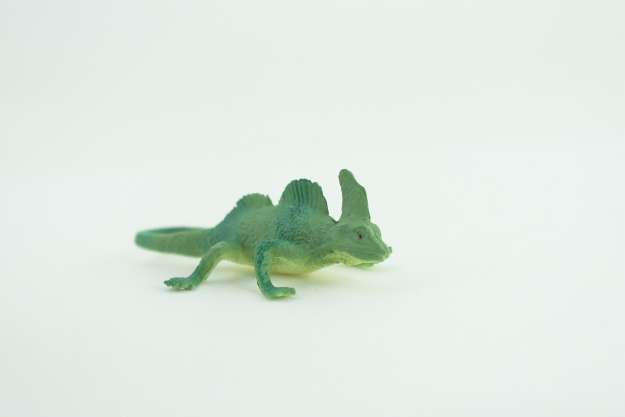 Green Basilisk Lizard, Rubber Reptile, Hand Painted, Educational, Realistic, Model, Replica, Toys, Kids, Gift,   2 1/2 Inches.    WR39 B197