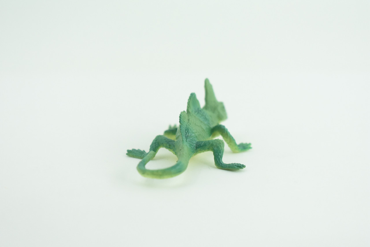 Green Basilisk Lizard, Rubber Reptile, Hand Painted, Educational, Realistic, Model, Replica, Toys, Kids, Gift,   2 1/2 Inches.    WR39 B197