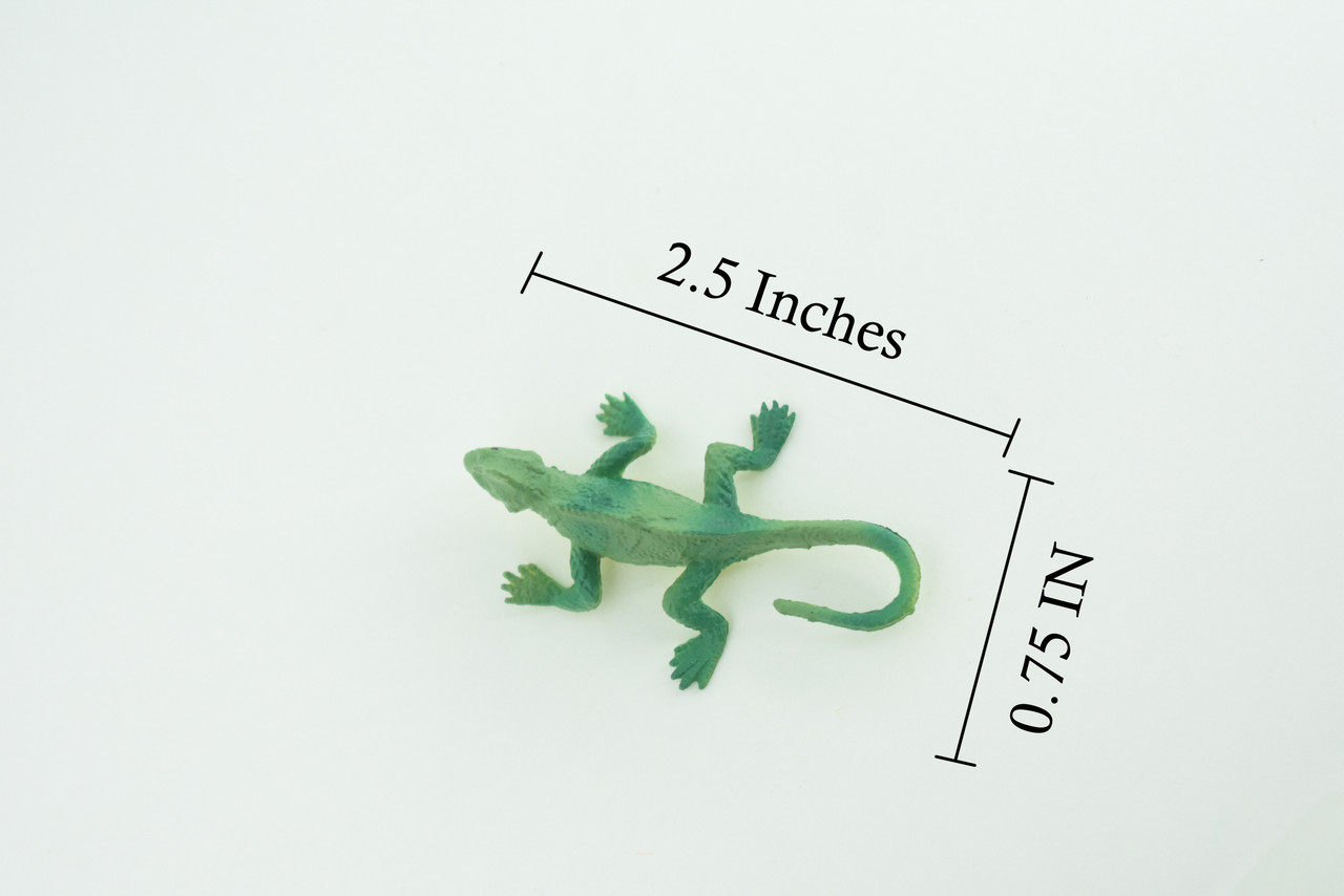 Green Basilisk Lizard, Rubber Reptile, Hand Painted, Educational, Realistic, Model, Replica, Toys, Kids, Gift, 2 1/2 Inches. WR39 B197