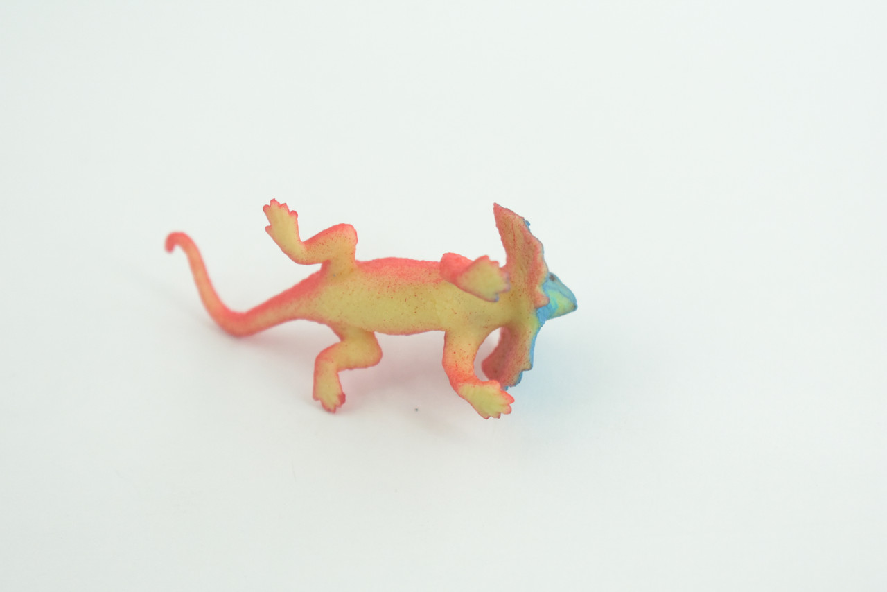 Frilled Lizard, red and blue color, Rubber Reptile, Hand Painted, Educational, Realistic, Model, Replica, Toys, Kids, Gift,   2 1/2 Inches.    WR40 B197