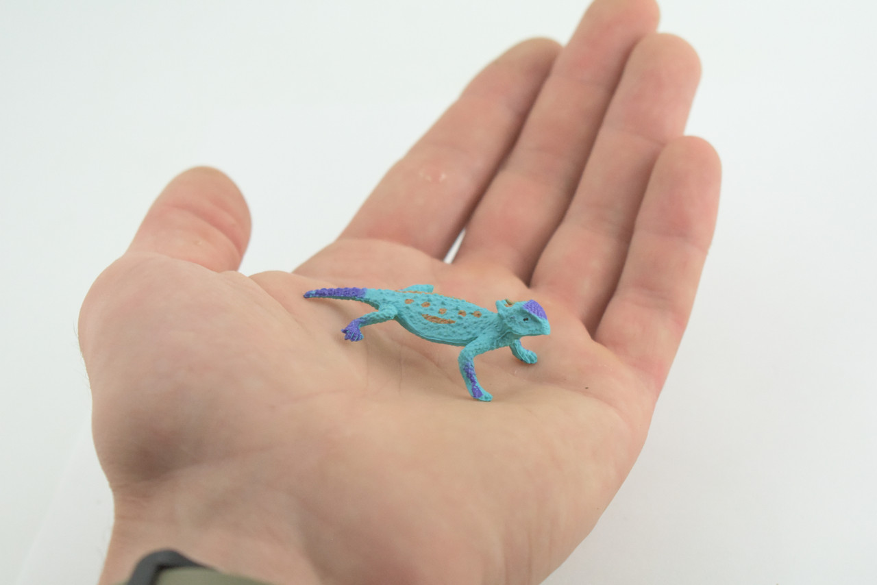 Blue Horned Lizard, Horney Toad, Rubber Reptile, Hand Painted, Educational, Realistic, Model, Replica, Toys, Kids, Gift, 2 Inches. WR44 B197