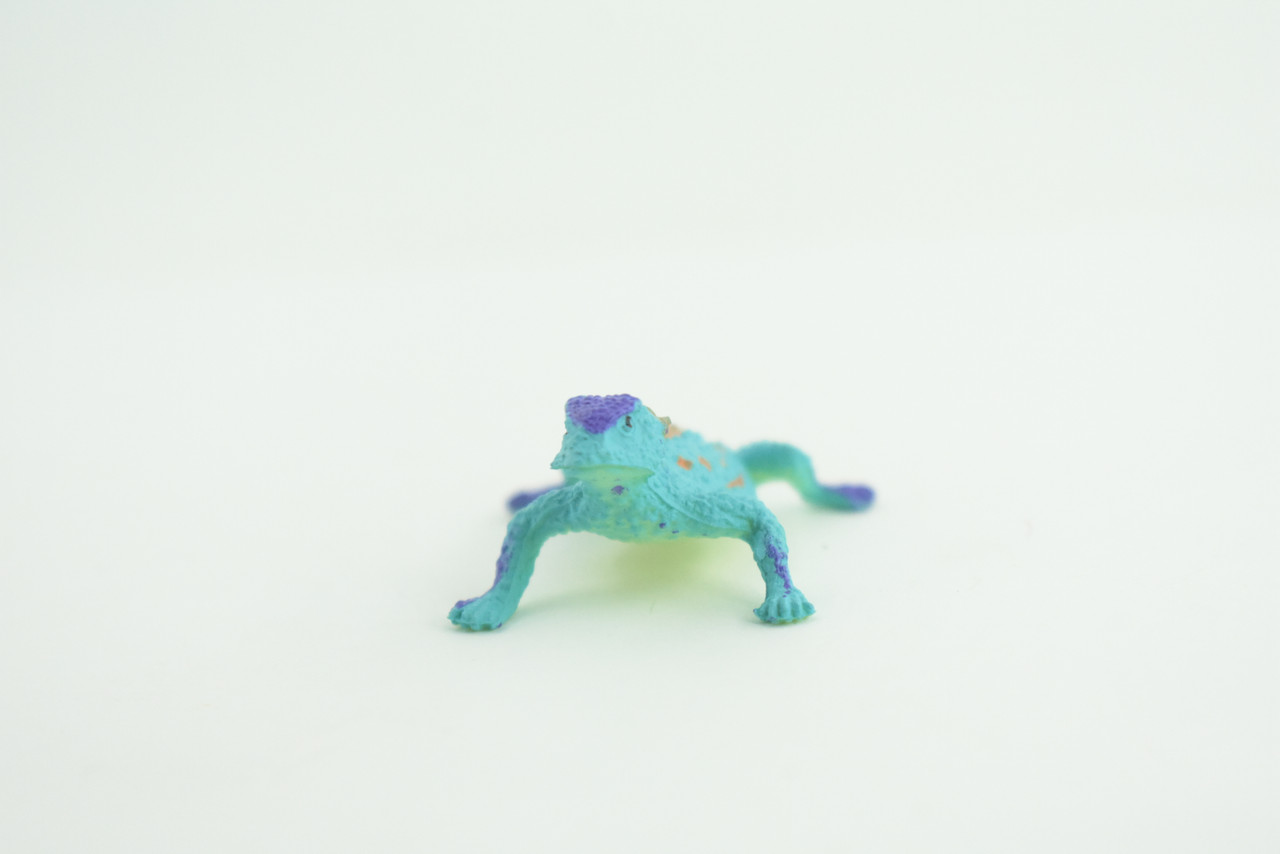 Blue Horned Lizard, Horney Toad, Rubber Reptile, Hand Painted, Educational, Realistic, Model, Replica, Toys, Kids, Gift,   2 Inches.    WR44 B197