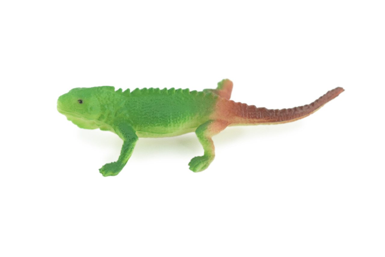 Green Iguana with Brown Tail, Lizard, Rubber Reptile, Hand Painted, Educational, Realistic, Model, Replica, Toys, Kids, Gift, 2 1/2 Inches. WR45 B197