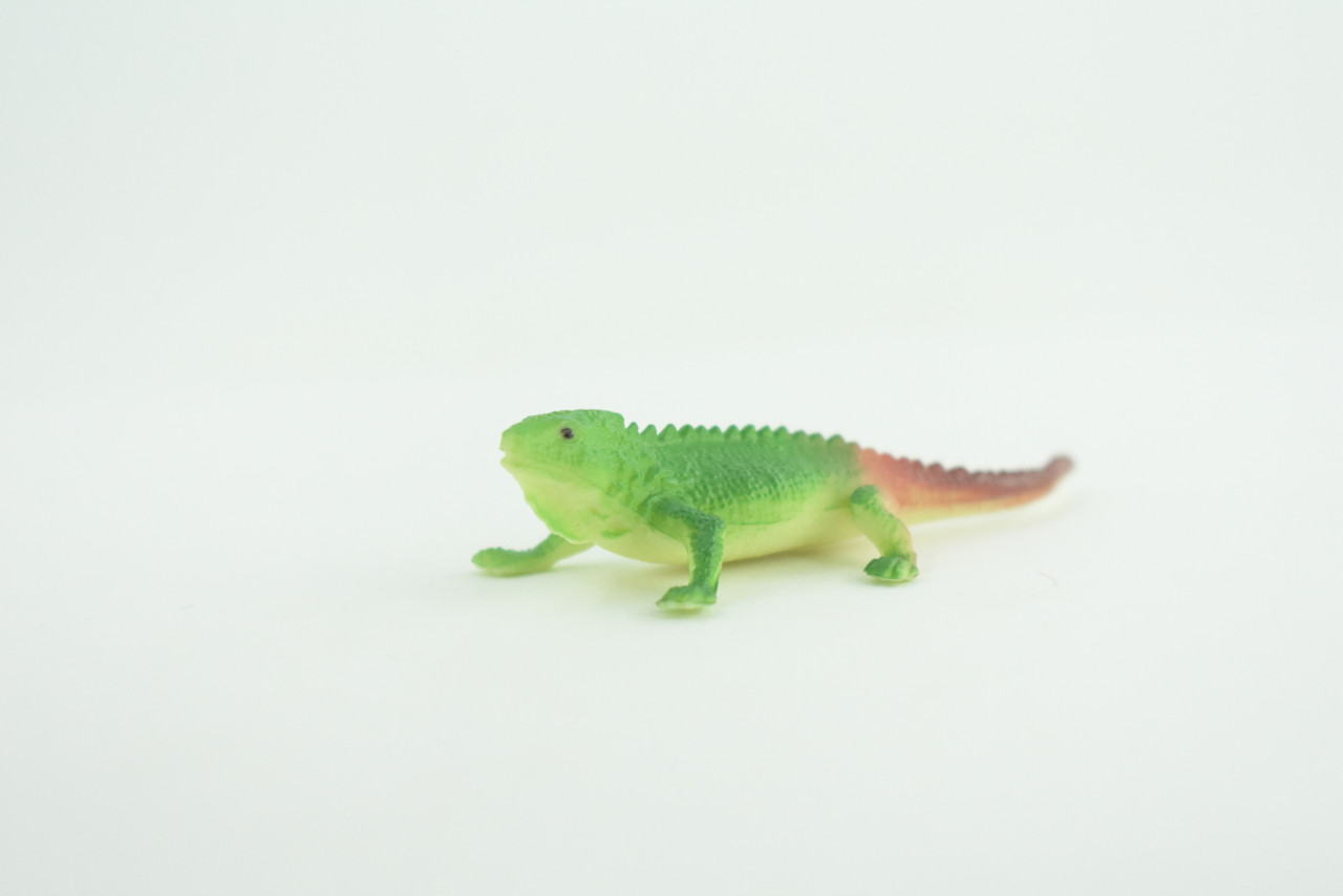 Green Iguana with Brown Tail, Lizard, Rubber Reptile, Hand Painted, Educational, Realistic, Model, Replica, Toys, Kids, Gift,   2 1/2 Inches.    WR45 B197