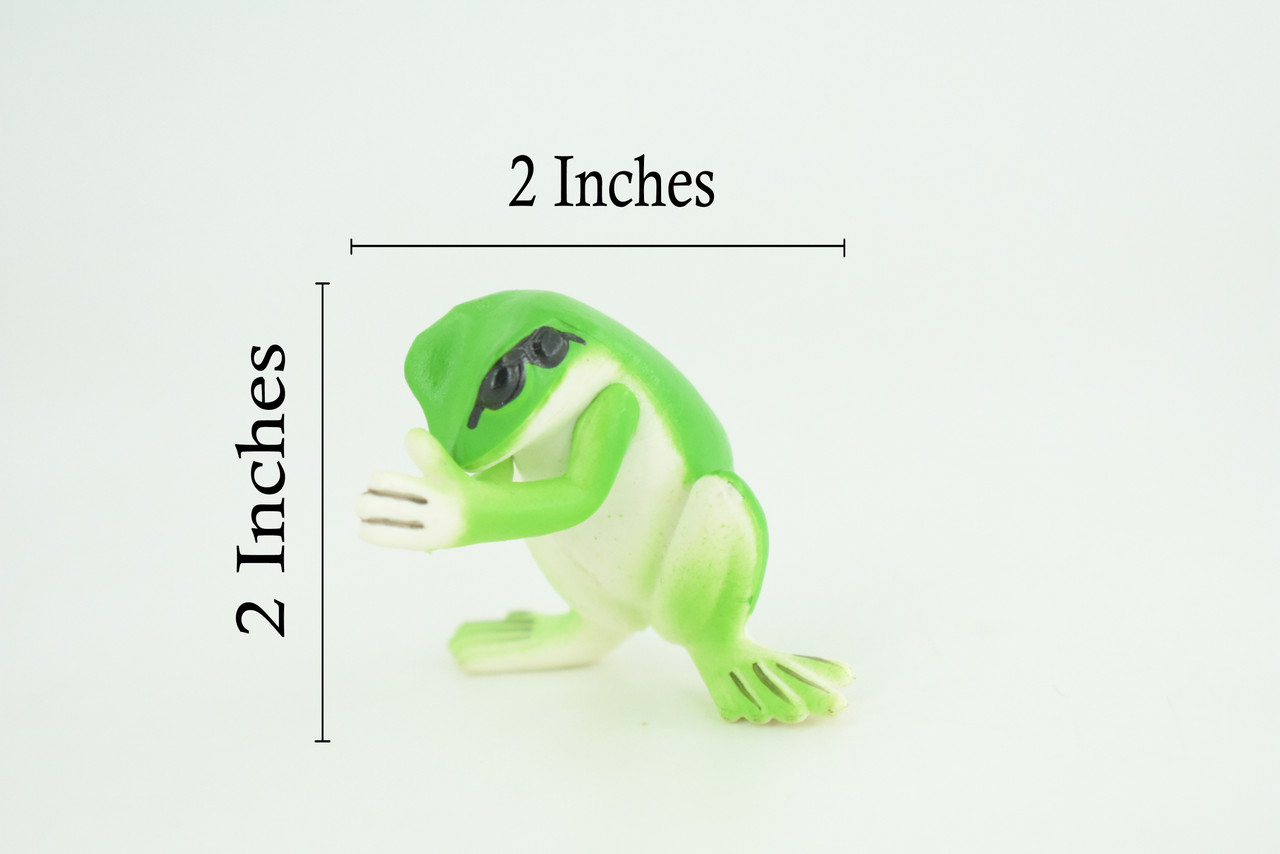 Frog Praying, Frog Showing Respect with Hands Together, Educational, Realistic, Diorama Model, Figure, Lifelike, Replica, Gift, 2 inches. CH1011 BB218