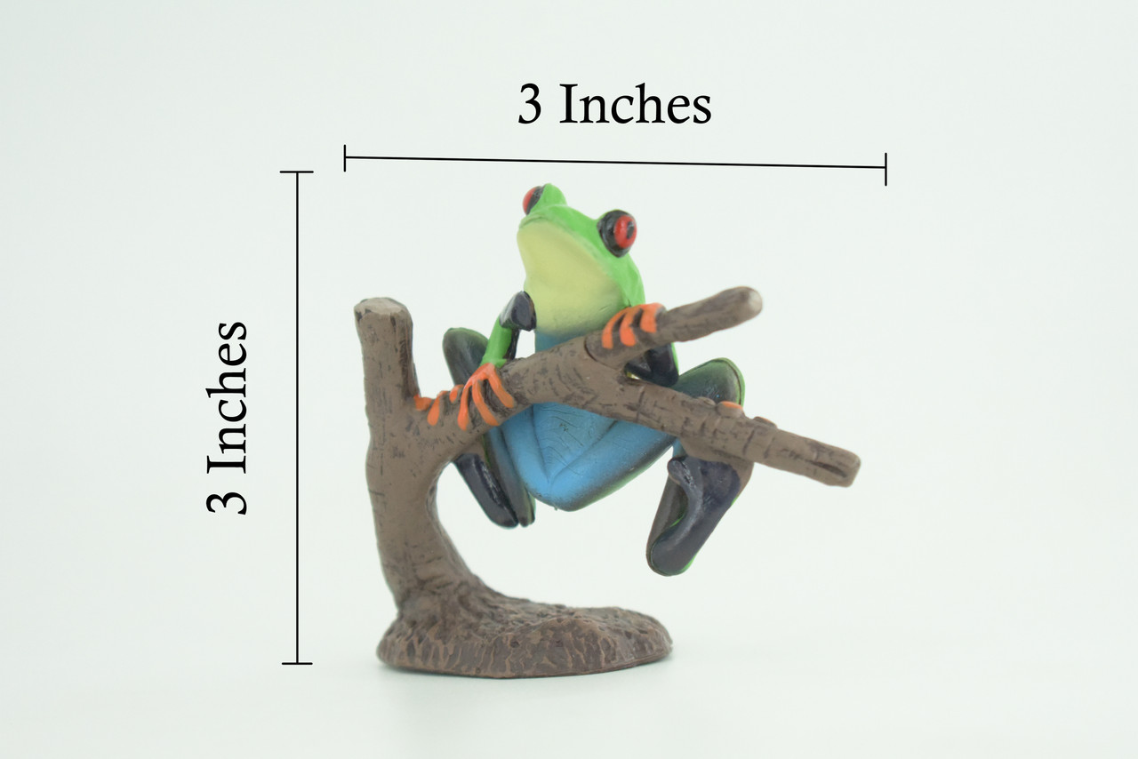 Red Eye Tree Frog, Hand Painted, Museum Quality, Rubber, Educational, Realistic, Diorama Model, Figure, Lifelike, Replica, Gift, 3 inches. CH1012 BB217