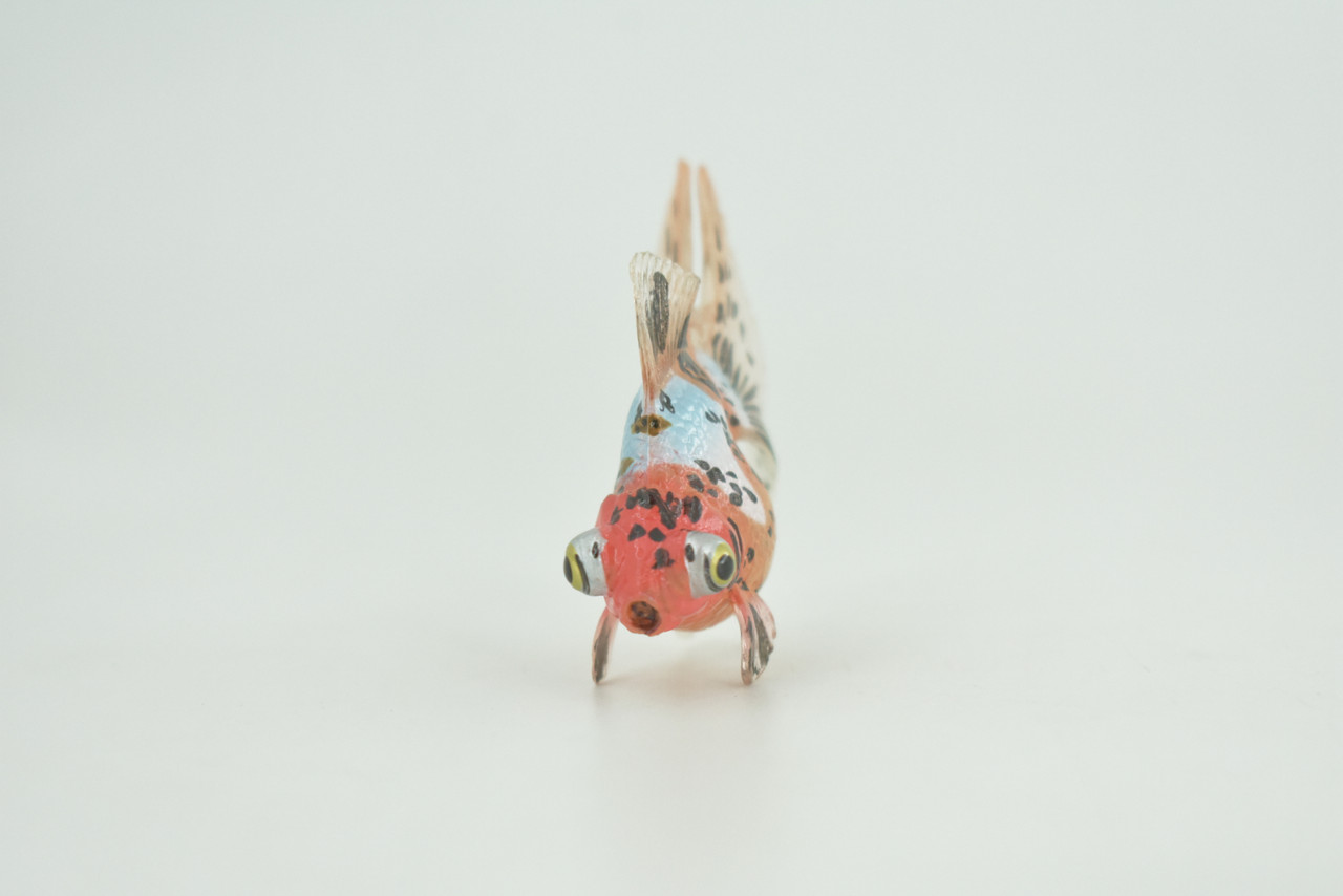 Goldfish, Spotted Fancy, Museum Quality, Hand Painted, Rubber, Fish, Realistic Figure, Diorama Model, Replica, Toy, Kids, Replica, Educational, Gift,  2 Inches   CH1013 BB218