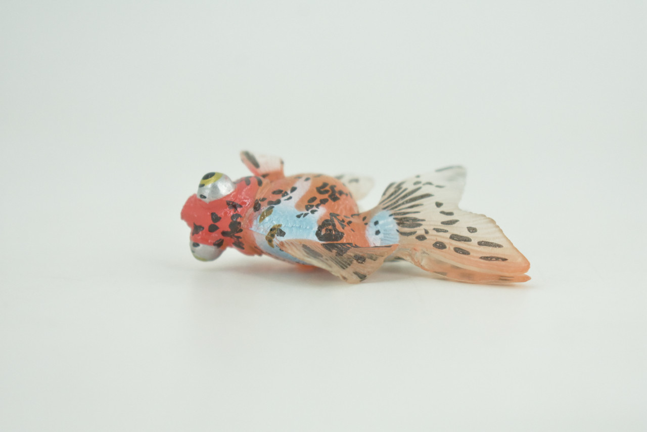 Goldfish, Spotted Fancy, Museum Quality, Hand Painted, Rubber, Fish, Realistic Figure, Diorama Model, Replica, Toy, Kids, Replica, Educational, Gift,  2 Inches   CH1013 BB218