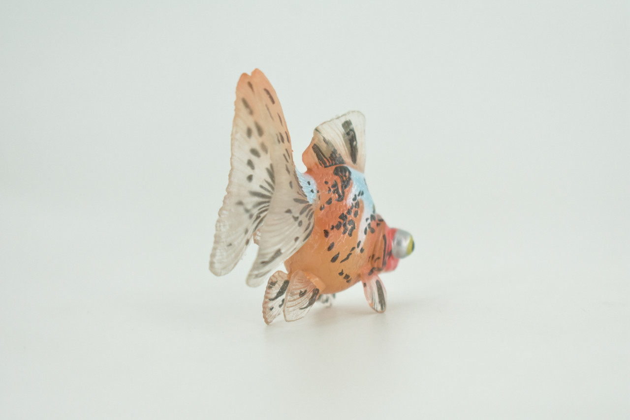 Goldfish, Spotted Fancy, Museum Quality, Hand Painted, Rubber, Fish, Realistic Figure, Diorama Model, Replica, Toy, Kids, Replica, Educational, Gift,  2 Inches   CH1013 BB218