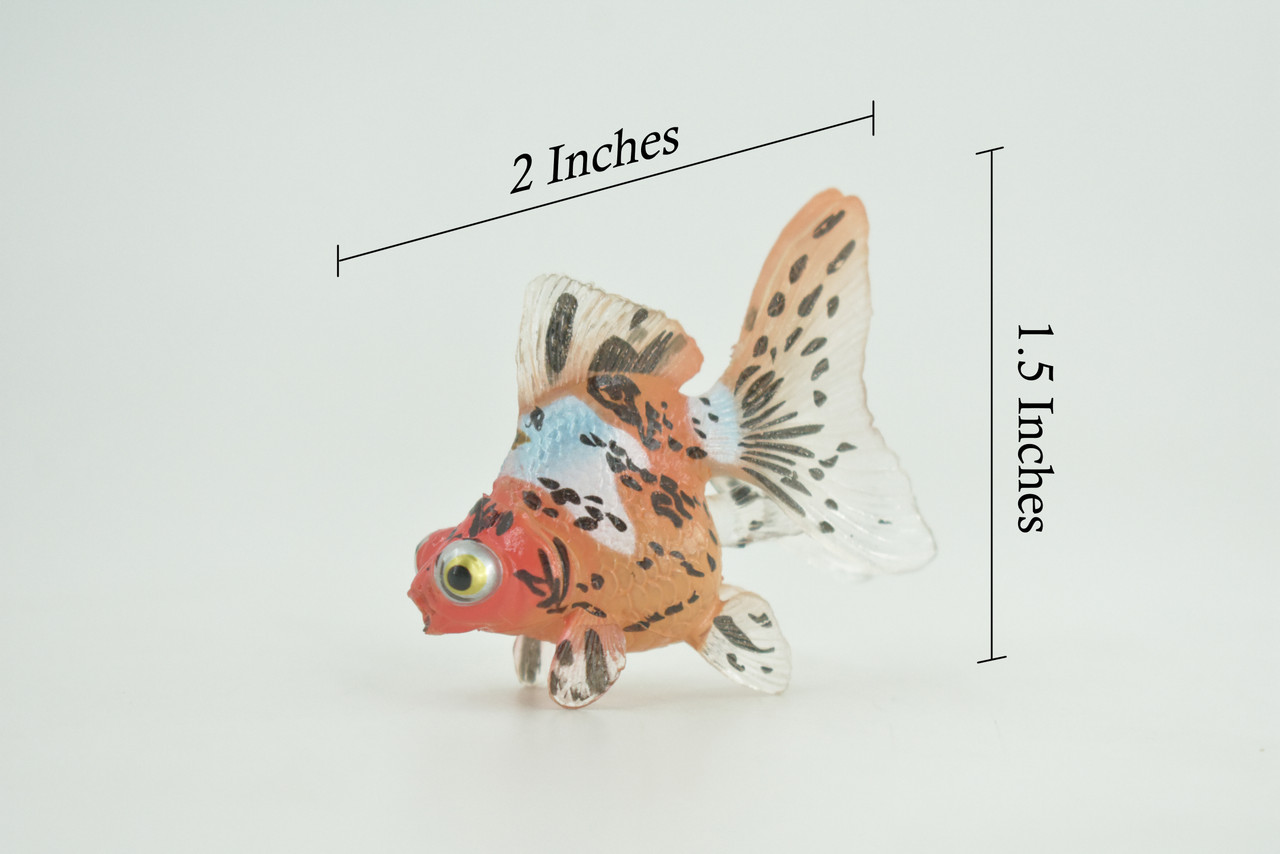 Goldfish, Spotted Fancy, Museum Quality, Hand Painted, Rubber, Fish, Realistic Figure, Diorama Model, Replica, Toy, Kids, Replica, Educational, Gift, 2 Inches CH1013 BB218