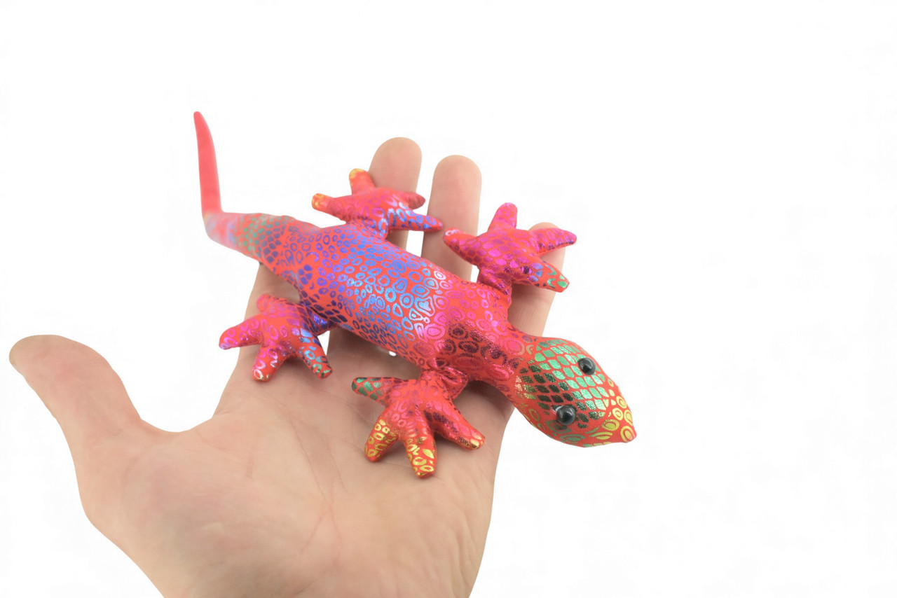 Lizard, Reptiles, Red, Hand Made In Thailand, Sand Creatures, Paper Weight, Bean Bag, Cornhole, Game, Toy, Kids, Educational, Gift,  16  Inches.     TH68 BB301