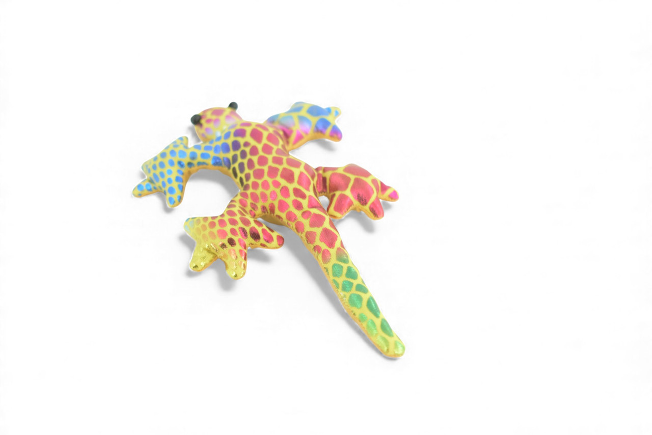 Gecko, Lizard, Reptiles, Yellow and Purple, Hand Made In Thailand, Sand Creatures, Paper Weight, Bean Bag, Cornhole, Game, Toy, Kids, Educational, Gift,  5  Inches. TH73 BB301    Colors May Vary 