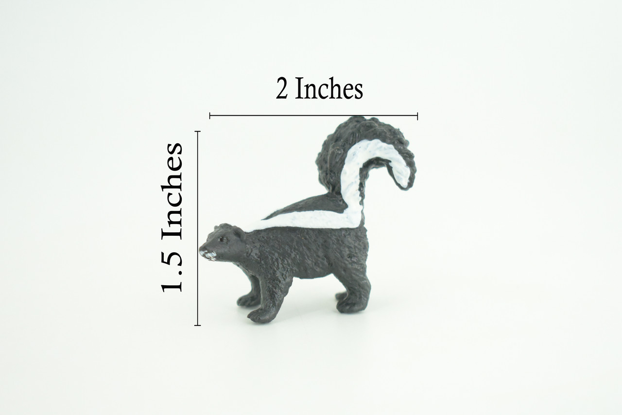Skunk, Polecat, Stink-badger, Museum Quality, Hand Painted, Rubber Animal, Educational, Realistic, Figure, Diorama Model, Replica, Kids, Gift, 2 Inches. 