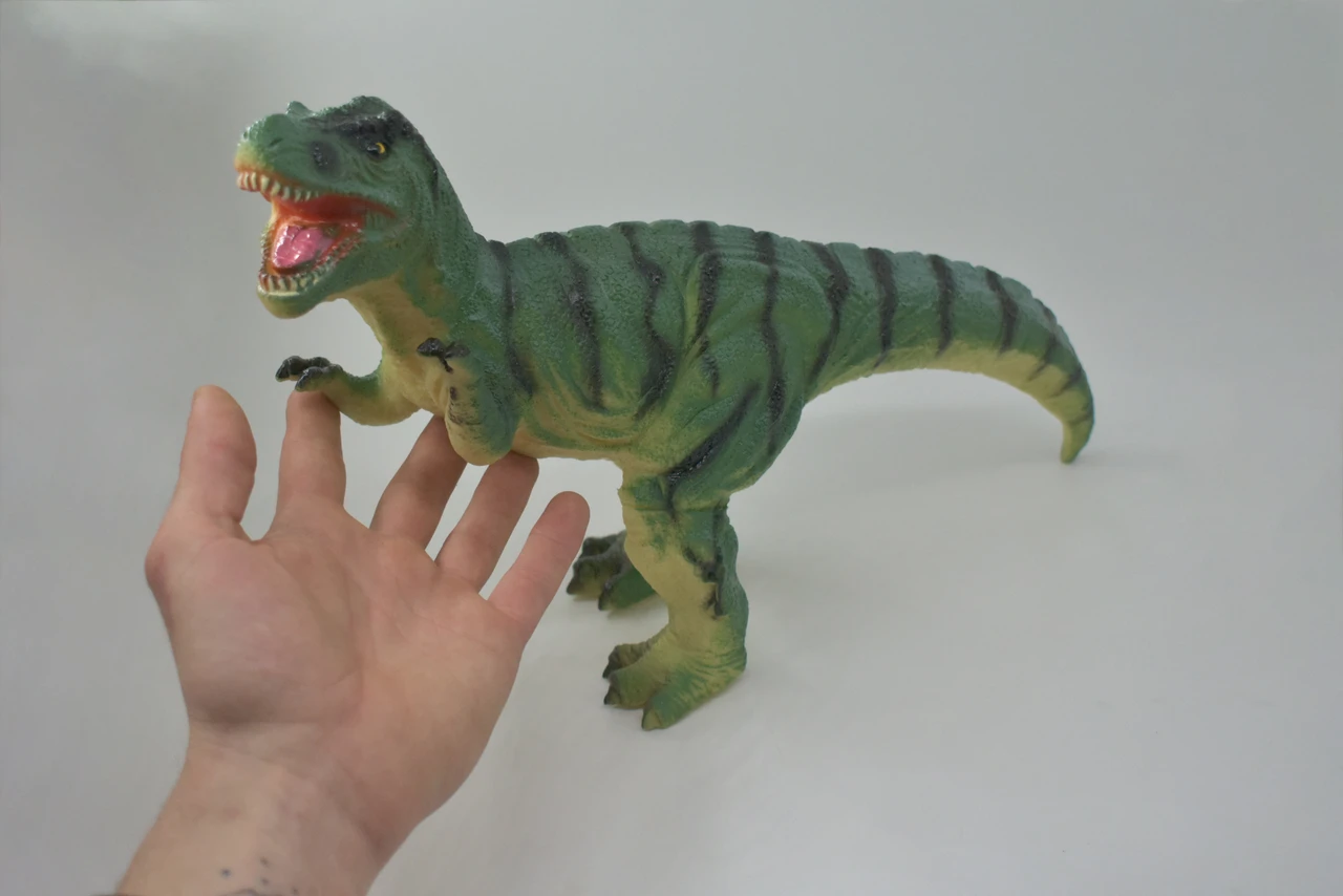 Tyrannosaurus Rex, T Rex, Cretaceous Dinosaur, Hand Painted, Educational, Soft Rubber, Lifelike Model, Figurine, Replica, Gift, 17 Inches. 