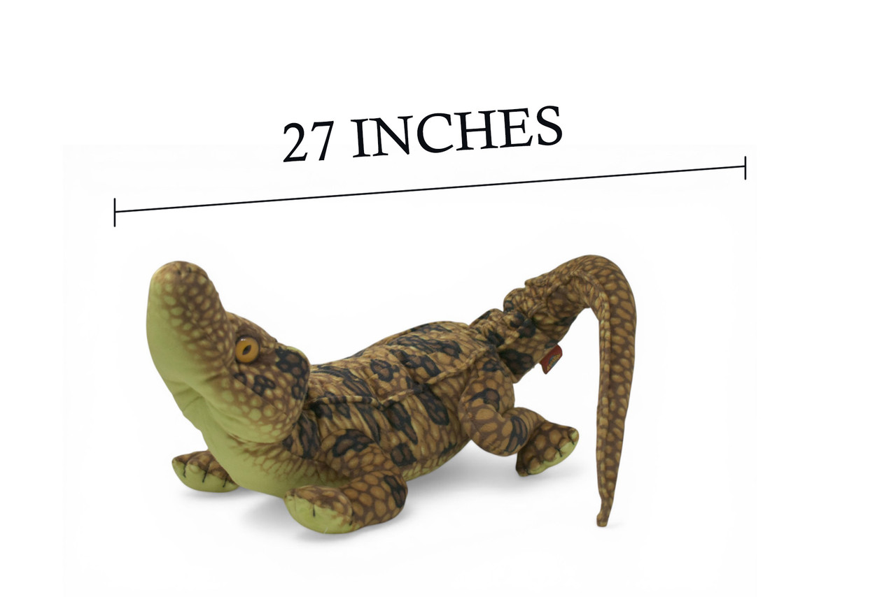 Alligator, Crocodile, Brown, Very High Quality, Stuffed Reptile, Educational, Plush Realistic Figure, Lifelike Model, Replica, Toys, Kids, Gift, 27 Inches. RI01 BB327