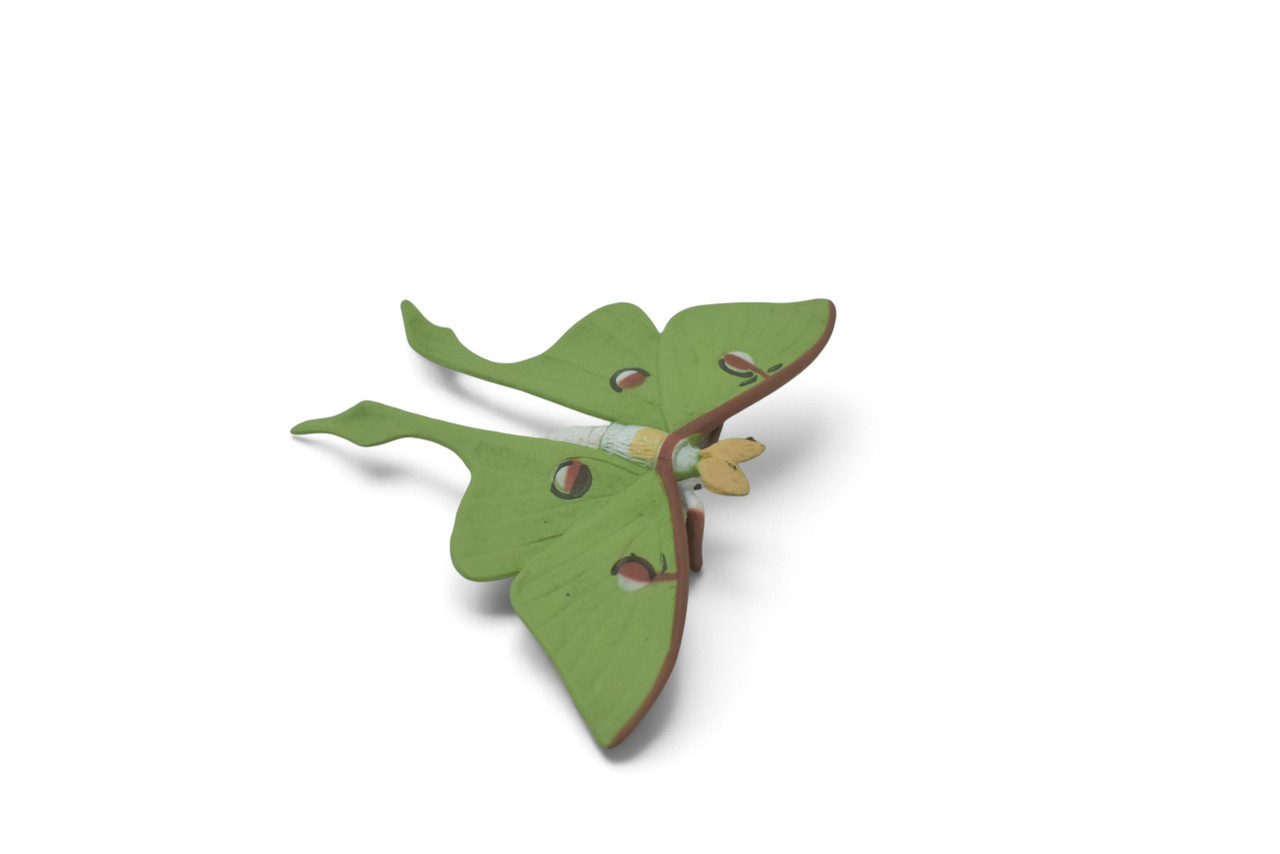Luna Moth, Actias luna, Museum Quality, Hand Painted, Hard Rubber Insect, Educational, Toy Figure, Diorama Model, Replica, Kids, Gift, 4 Inches. CH1059 BB221