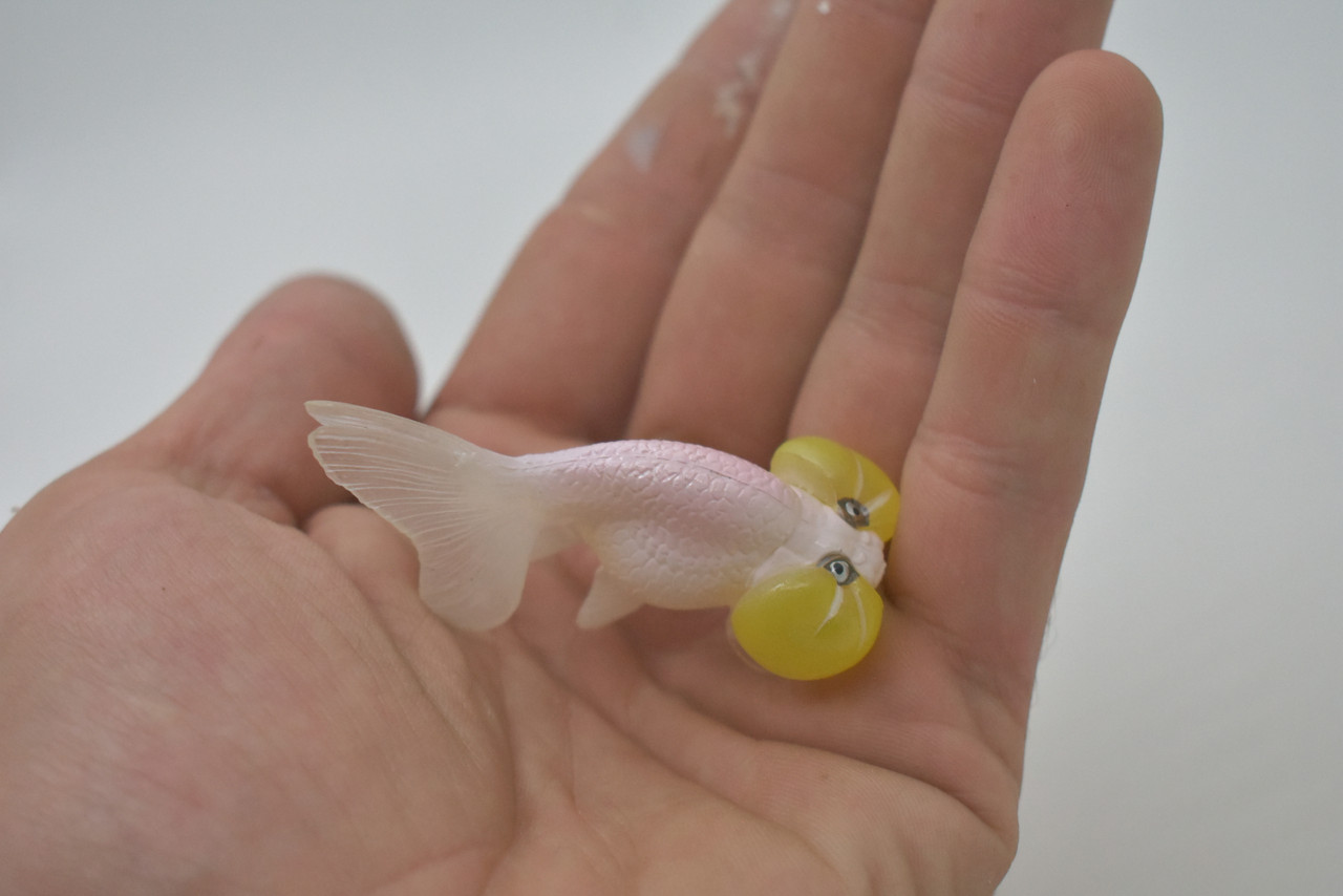Goldfish, Bubble Eye, Carassius auratus, Museum Quality, Hand Painted, Rubber, Realistic Figure, Model, Replica, Toy, Kids, Educational, Gift, 2 1/2 Inches. CH1064 BB222