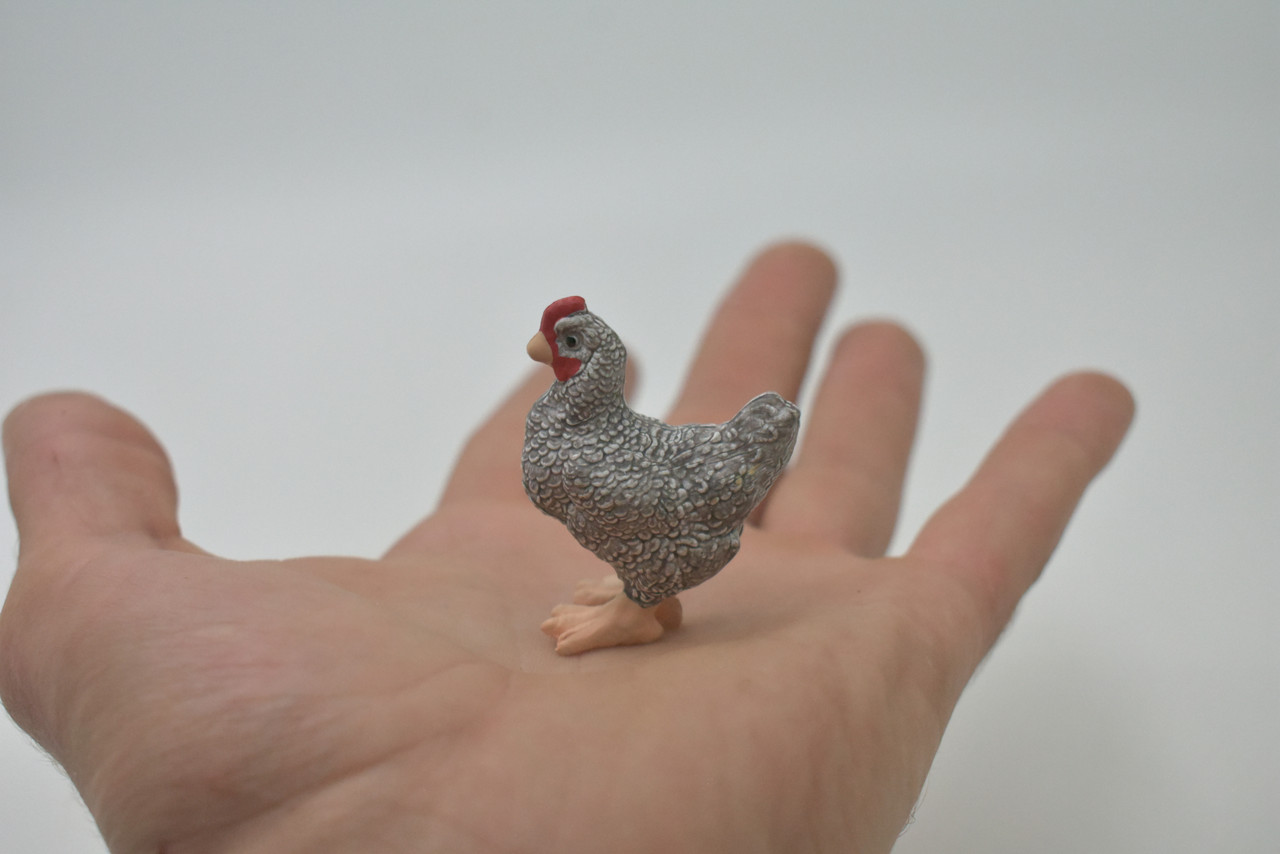 Chicken, Dominique Breed, Museum Quality, Educational, Hand Painted, Realistic, Rubber Bird, Figure, Diorama Model, Toy, Kids,  Gift,       2 Inches.    CH1083 BB223