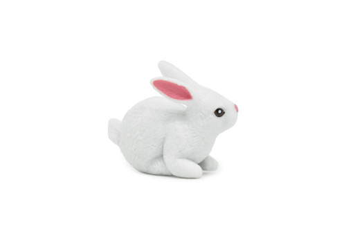 Rabbit, White Bunny, Hare, Very Nice Plastic Animal, Educational, Toy,  Kids, Realistic Figure, Lifelike Model, Figurine, Replica, Gift, 2 CWG238  B306