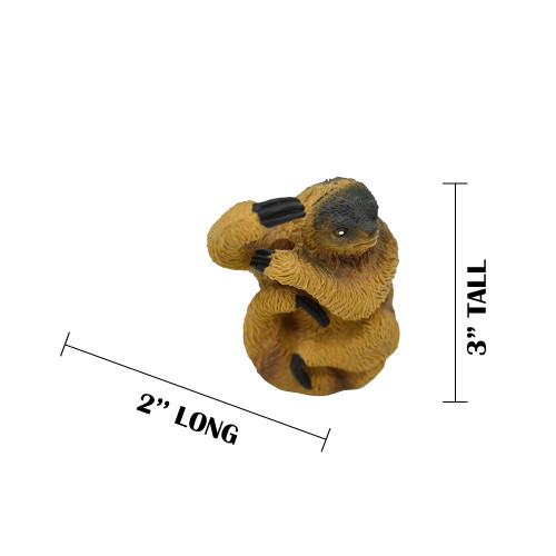 Sloth Three-toed, Bradypus, Very Nice Design, Hand Painted, Rubber Animal, Educational, Diorama Model, Realistic Figure, Figurine, Gift,  3 Inches. 
