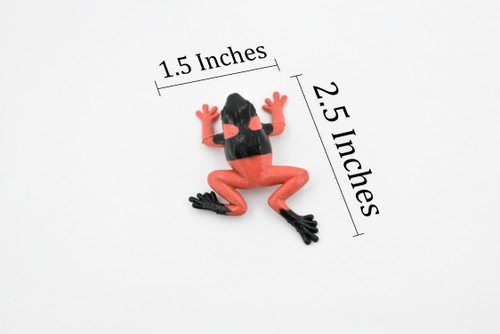 Frog, Red and Black Poison Dart Frog, Rubber Toy, Realistic, Rainforest, Figure, Model, Replica, Kids, Educational, Gift,       t 1/2"     F7009 B33