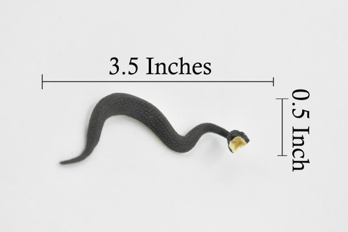 Black Water Moccasin, Snake, Rubber Reptile, Educational, Realistic Hand Painted, Figure, Lifelike Model, Figurine, Replica, Gift,      2 1/2 Inches